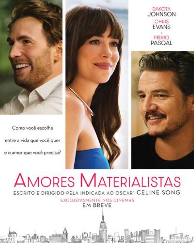 Cartaz de divulgação do filme Amores Materialistas.