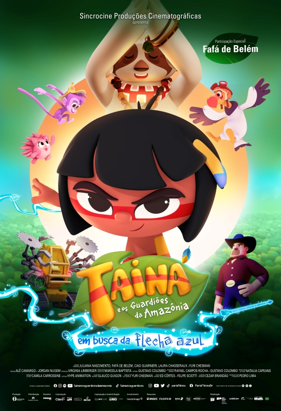 Cartaz de divulgação do filme Tainá E Os Guardões Da Amazônia - Em Busca Da Flecha Azul.